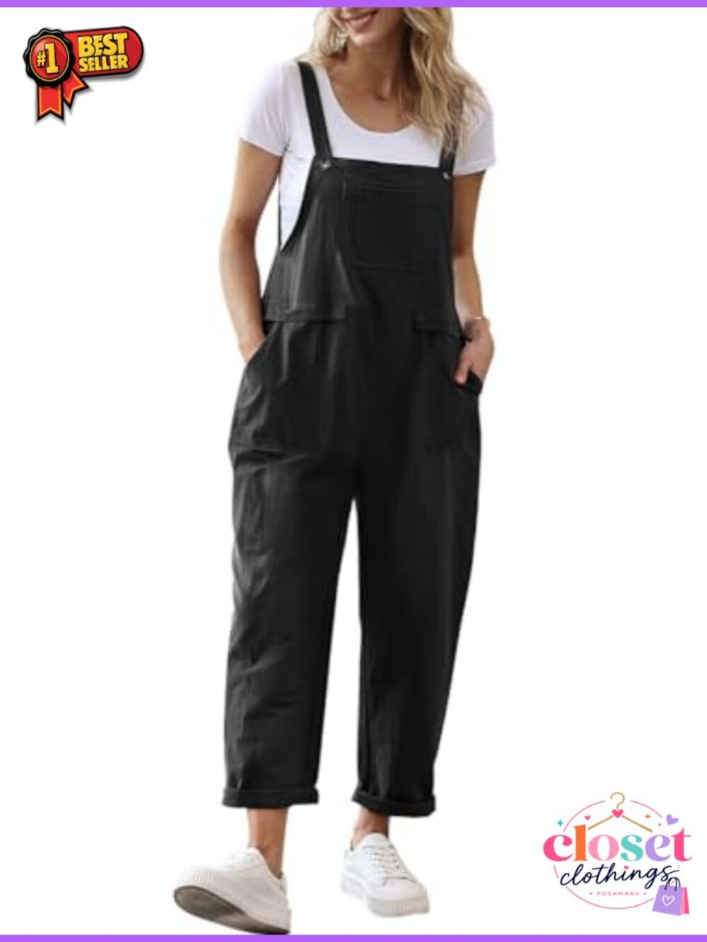 Women's Overall Jumpsuit Adjustable Strap Cotton Loose Baggy Casual